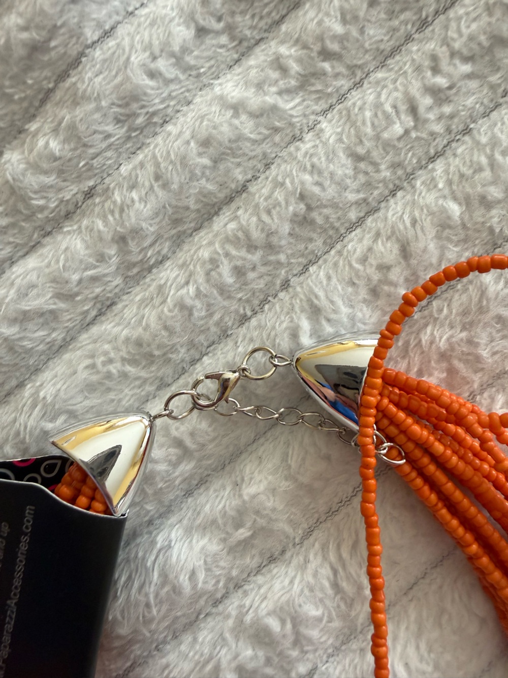 Multi-Strand Orange Seed Bead Necklace and Matching Earrings - Picture 4 of 4